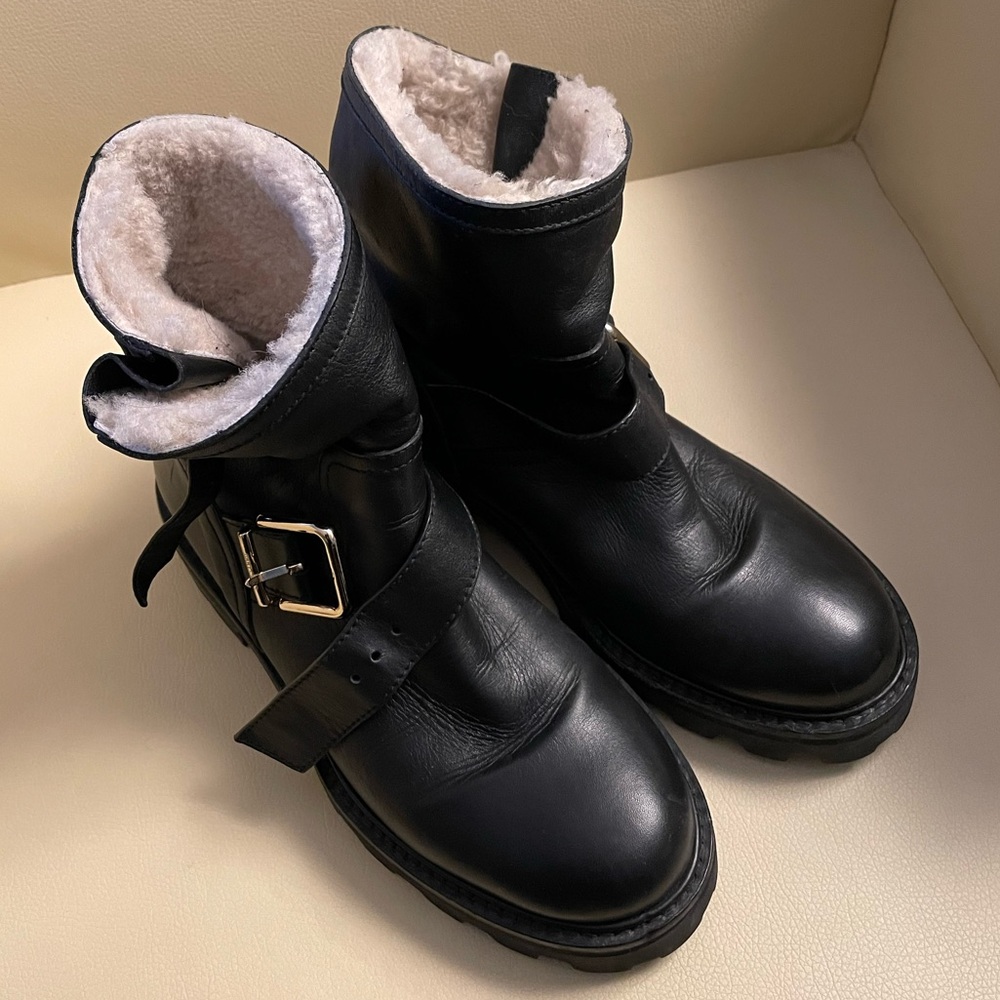 Authentic Jimmy Choo Black Shearling-Lined Winter Boots